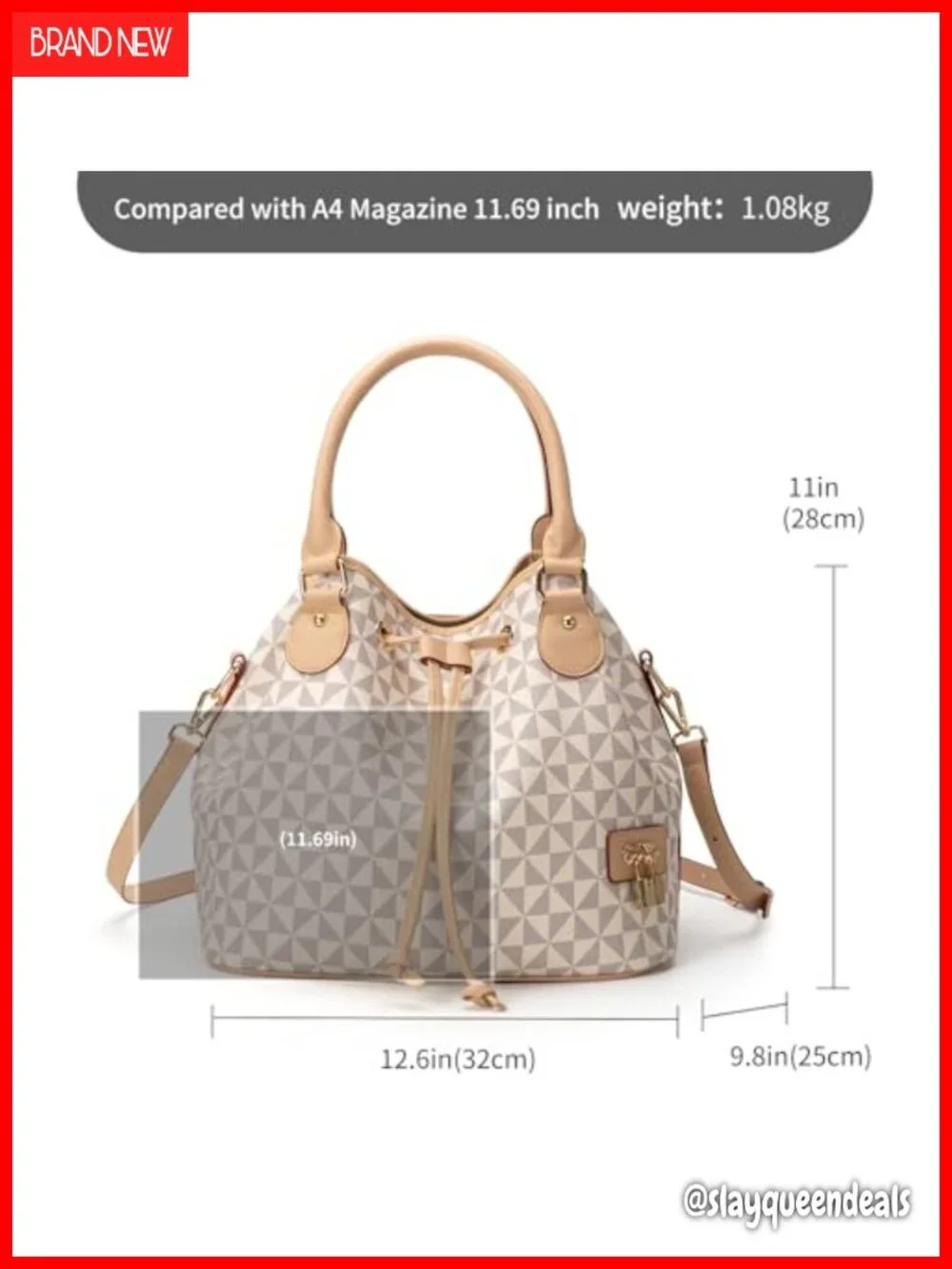 PU Leather Bucket Purse Hobo Shoulder Bag Drawstring Tote